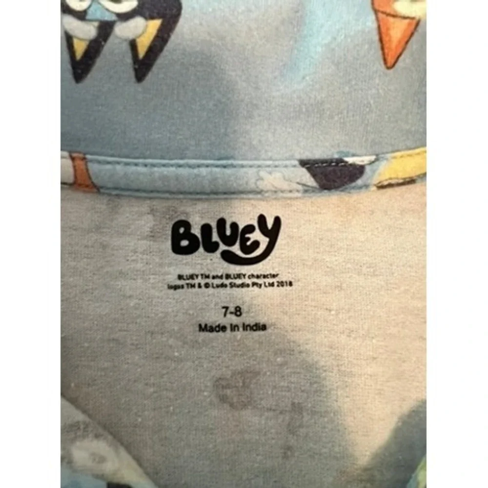 Bluey Boys Light Blue All Over Print‎ Polo Shirt Size 7-8 34E0441EY